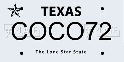 COCO72 Texas License Plate