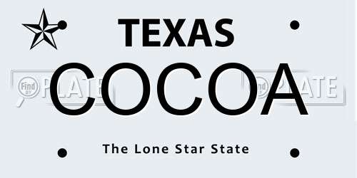 COCOA Texas License Plate