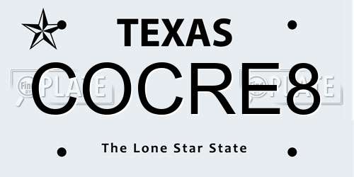 COCRE8 Texas License Plate