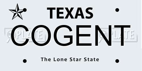 COGENT Texas License Plate