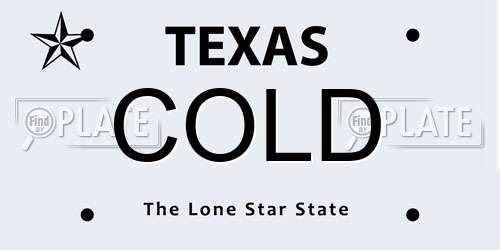 COLD Texas License Plate