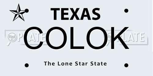 COLOK Texas License Plate