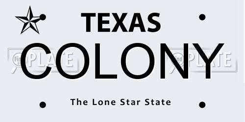 COLONY Texas License Plate
