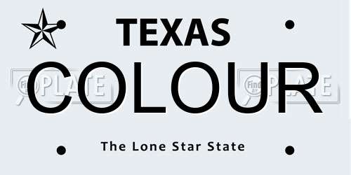 COLOUR Texas License Plate