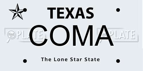 COMA Texas License Plate