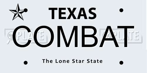 COMBAT Texas License Plate