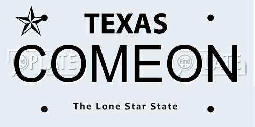 COMEON Texas License Plate