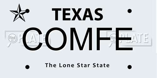COMFE Texas License Plate