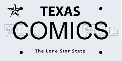 COMICS Texas License Plate