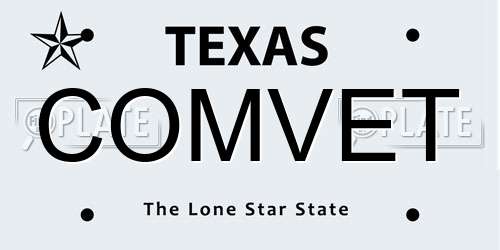 COMVET Texas License Plate