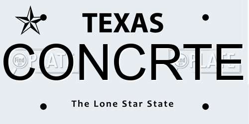 CONCRTE Texas License Plate