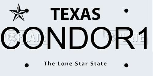 CONDOR1 Texas License Plate