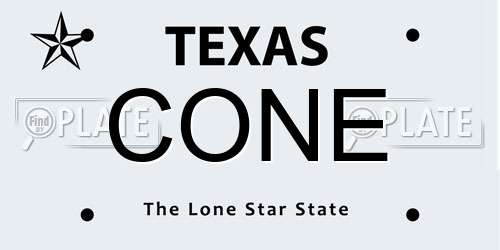 CONE Texas License Plate