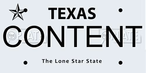 CONTENT Texas License Plate