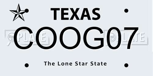 COOG07 Texas License Plate