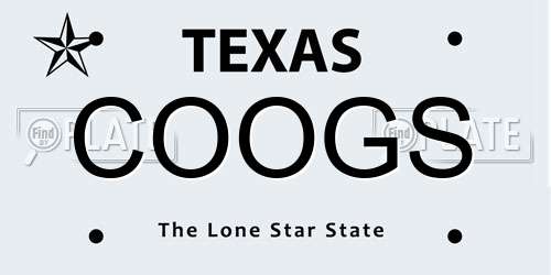 COOGS Texas License Plate