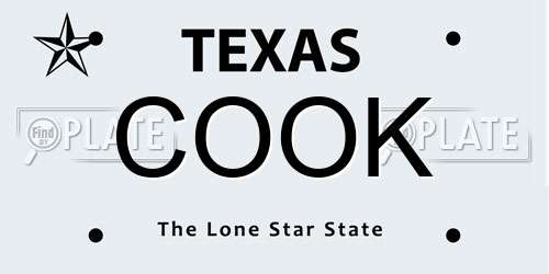 COOK Texas License Plate
