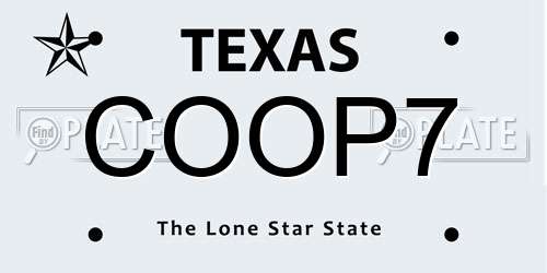 COOP7 Texas License Plate