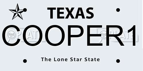 COOPER1 Texas License Plate
