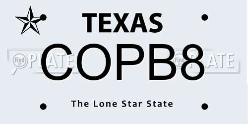COPB8 Texas License Plate
