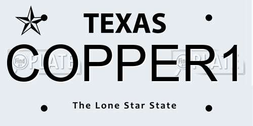 COPPER1 Texas License Plate