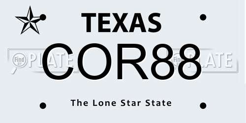 COR88 Texas License Plate