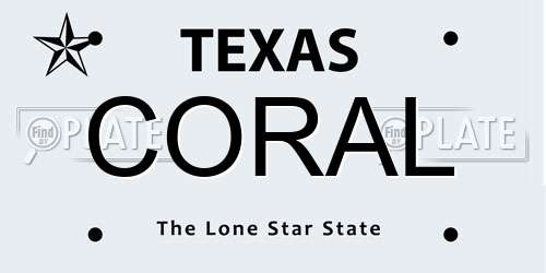 CORAL Texas License Plate