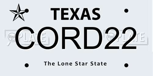 CORD22 Texas License Plate
