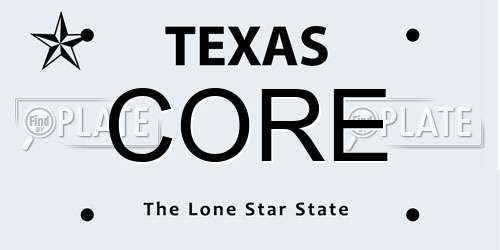 CORE Texas License Plate