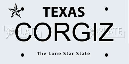 CORGIZ Texas License Plate