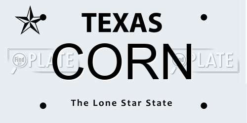CORN Texas License Plate
