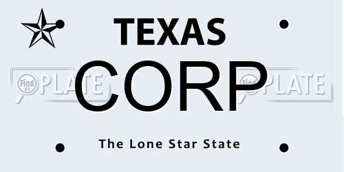 CORP Texas License Plate