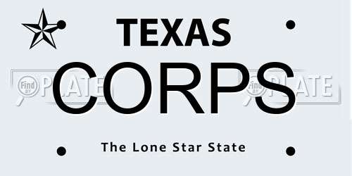 CORPS Texas License Plate