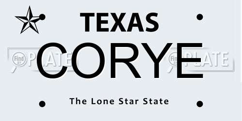 CORYE Texas License Plate