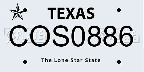 COS0886 Texas License Plate