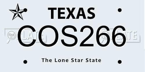 COS266 Texas License Plate