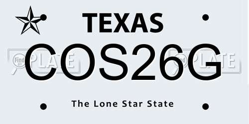 COS26G Texas License Plate