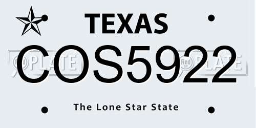 COS5922 Texas License Plate