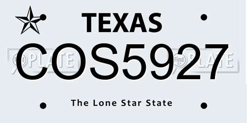 COS5927 Texas License Plate