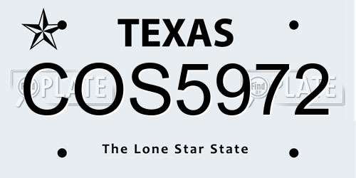 COS5972 Texas License Plate