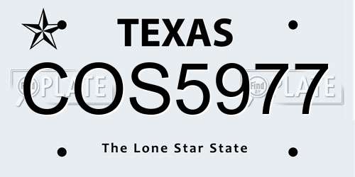 COS5977 Texas License Plate