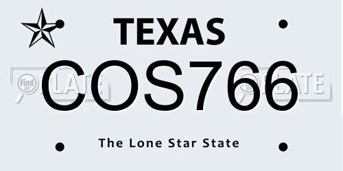 COS766 Texas License Plate