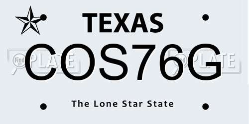 COS76G Texas License Plate