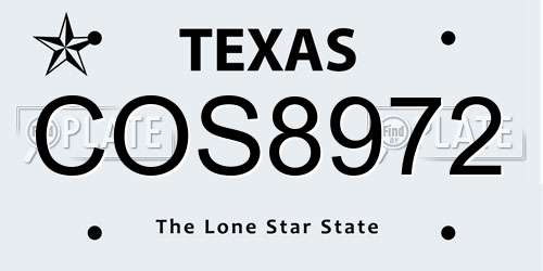 COS8972 Texas License Plate
