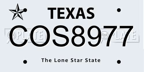 COS8977 Texas License Plate