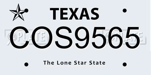 COS9565 Texas License Plate