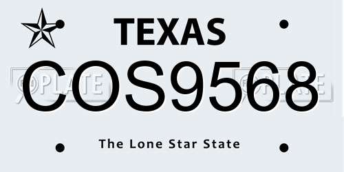 COS9568 Texas License Plate