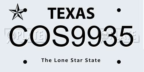 COS9935 Texas License Plate