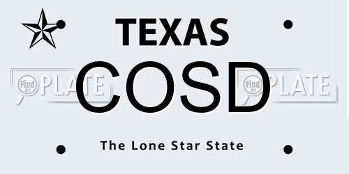 COSD Texas License Plate