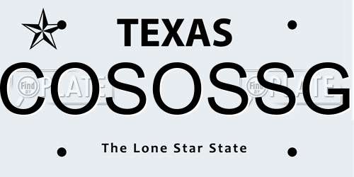COSOSSG Texas License Plate